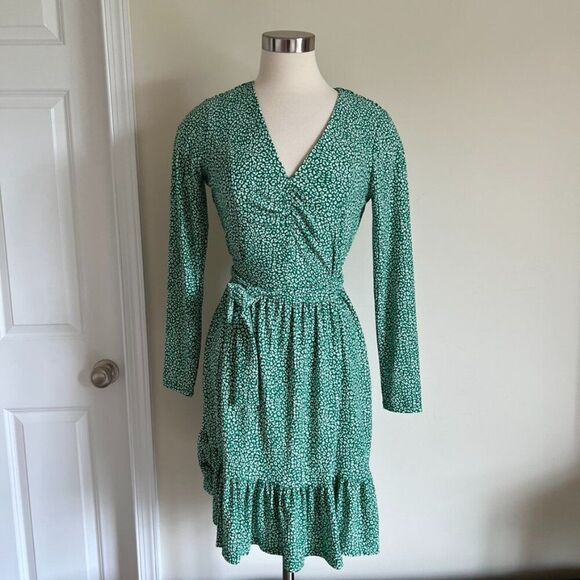 Michael Michael Kors Green Printed Wrap Dress – Size Small - Picture 2 of 5